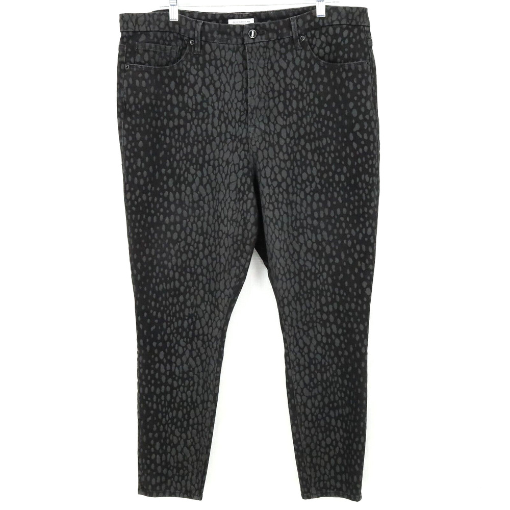 Good American Jeans Plus Size 20 Good Legs Crop Gray Black Animal Print Pants